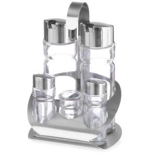 Zestaw do przypraw ze stali nierdzewnej sól pieprz oliwa ocet winny wykałaczki - Hendi 465363 Hendi