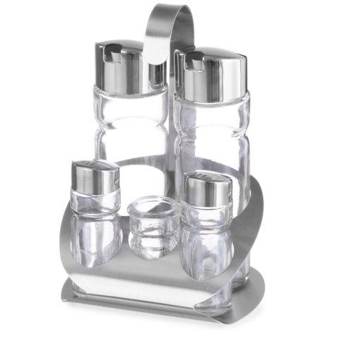 Zestaw do przypraw ze stali nierdzewnej sól pieprz oliwa ocet winny wykałaczki - Hendi 465363 Hendi