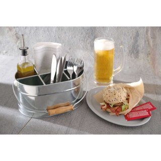 Pojemnik na sztućce sosy i serwetki stalowy z uchwytem 245x167mm Hendi