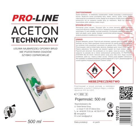 Aceton techniczny 100% w sprayu PRO-LINE spray 500ml PRO-LINE