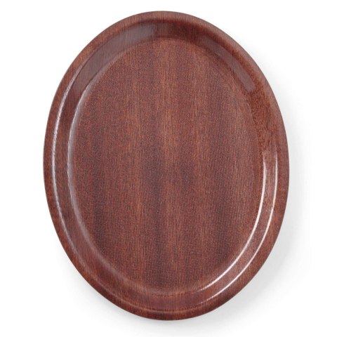 Taca kelnerska drewniana antypoślizgowa - owalna 23x16cm Hendi