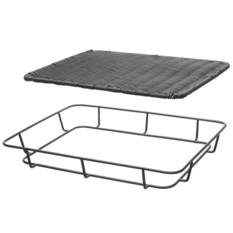 Kosz tacka na pieczywo z ramą ze stali nierdzewnej czarny 400x300x50 mm - Hendi 426555 Hendi