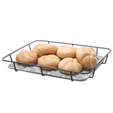 Kosz tacka na pieczywo z ramą ze stali nierdzewnej szary melanżowy 400x300x50 mm - Hendi 426524 Hendi