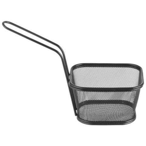 Koszyk do serwowania smażonych przekąsek frytek z uchwytem czarny 130x115x80 mm - Hendi 425695 Hendi
