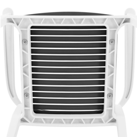 Krzesło plastikowe z oparciem ażurowym na taras balkon 4 szt. czarno-białe Royal Catering