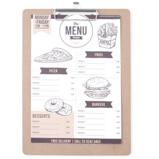 Podkładka deska pod kartę menu z klipsem Clipboard 240x330 mm - Hendi 664155 Hendi