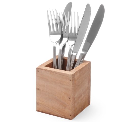 Pojemnik na sztućce drewniany kwadratowy 80x80x95 mm - Hendi 664186 Hendi