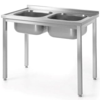 Stół przyścienny stalowy skręcany z dwoma zlewami 100x70x85 cm - Hendi 812952 Hendi
