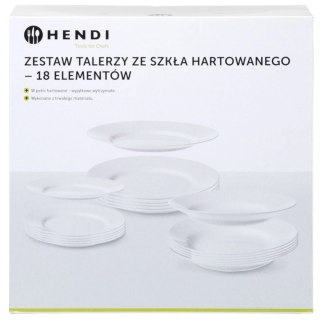 Zestaw talerzy ze szkła hartowanego 18 el. - Hendi 795224 Hendi