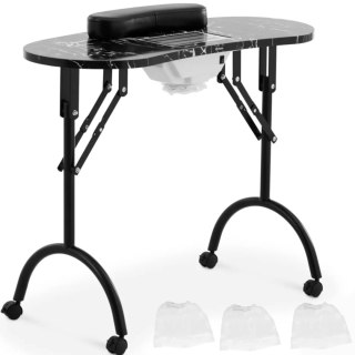 Biurko stolik do manicure kosmetyczny z pochłaniaczem pyłu składany na kółkach 90 x 43 x 73 cm czarny Physa