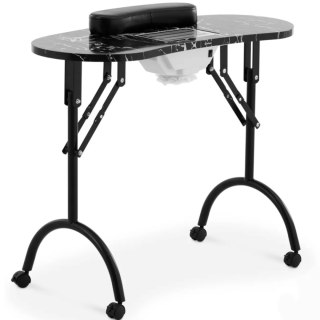 Biurko stolik do manicure kosmetyczny z pochłaniaczem pyłu składany na kółkach 90 x 43 x 73 cm czarny Physa