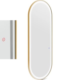 Konsola konsoleta fryzjerska lustro z oświetleniem LED owalne 180 x 70 cm - złote Physa