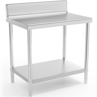 Stół blat roboczy stalowy nierdzewny przyścienny z rantem i półką 90x60cm Royal Catering