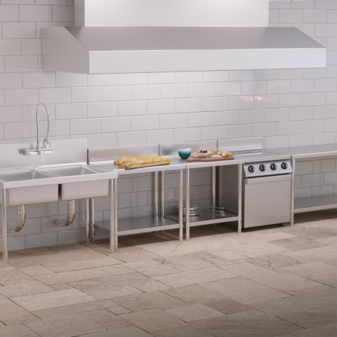 Stół blat roboczy stalowy nierdzewny przyścienny z rantem i półką 90x60cm Royal Catering