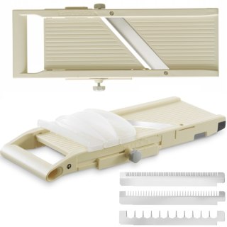 Szatkownica mandolina japońska do plastrów słupków 3 wymienne ostrza Shogun 380 x 158 mm Hendi