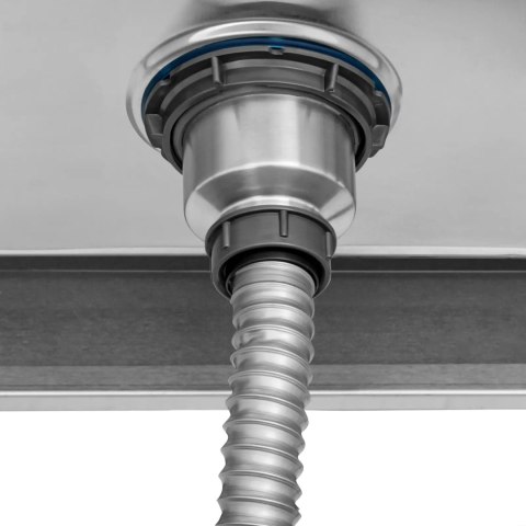 Zlew basen dwukomorowy z ociekaczem półką i rantem 140 x 60 x 97 cm Royal Catering