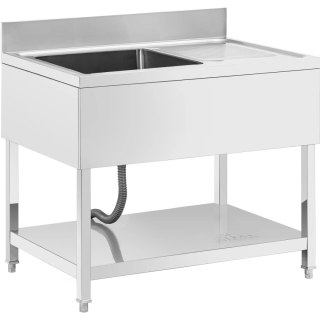 Zlew basen jednokomorowy z ociekaczem półką i rantem lewy 100 x 70 x 97 cm Royal Catering