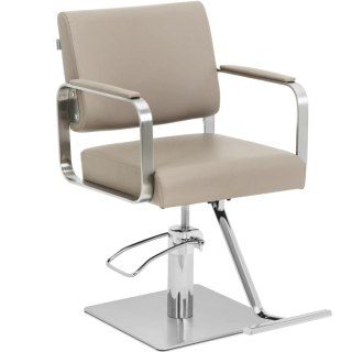 Fotel fryzjerski barberski kosmetyczny z podnóżkiem Physa OTLEY - beżowo srebrny Physa