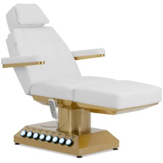 Fotel kosmetyczny SPA podgrzewany 4 silniki 200 kg MARSALA - biało złoty Physa