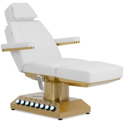 Fotel kosmetyczny SPA podgrzewany 4 silniki 200 kg MARSALA - biało złoty Physa