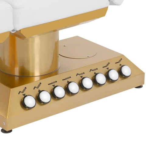 Fotel kosmetyczny SPA podgrzewany 4 silniki 200 kg MARSALA - biało złoty Physa