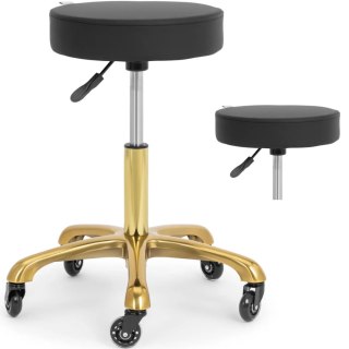 Taboret stołek kosmetyczny na kółkach do 150 kg WORCESTER - czarno złoty Physa