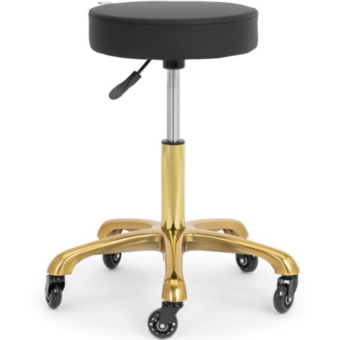 Taboret stołek kosmetyczny na kółkach do 150 kg WORCESTER - czarno złoty Physa