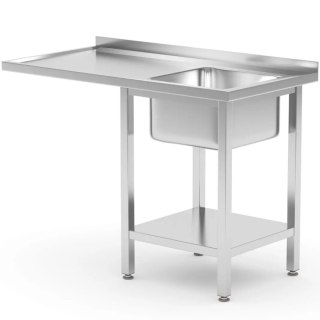 Zlew gastronomiczny z półką blatem na zmywarkę lodówkę 120 x 70 x 85 cm - PRAWY Hendi