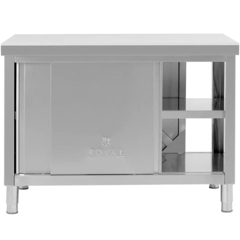 Stół blat roboczy centralny z szafką przelotową STAL 120 x 70 cm Royal Catering