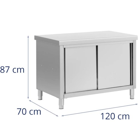 Stół blat roboczy centralny z szafką przelotową STAL 120 x 70 cm Royal Catering