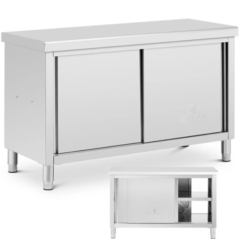 Stół blat roboczy centralny z szafką przelotową STAL 140 x 60 cm Royal Catering