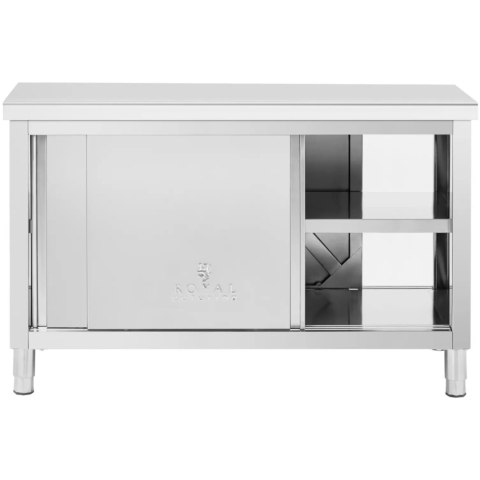 Stół blat roboczy centralny z szafką przelotową STAL 140 x 60 cm Royal Catering