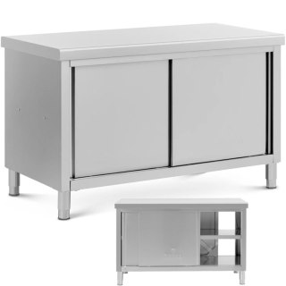 Stół blat roboczy centralny z szafką przelotową STAL 140 x 70 cm Royal Catering