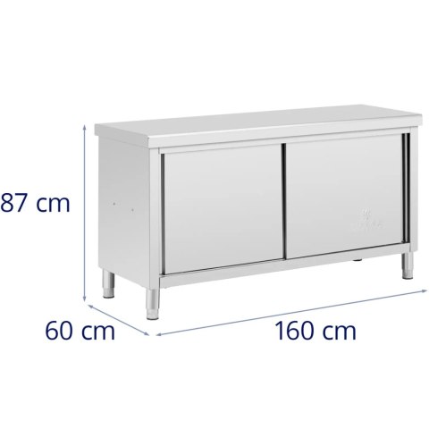 Stół blat roboczy centralny z szafką przelotową STAL 160 x 60 cm Royal Catering