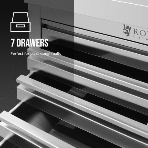 Szafka gastronomiczna na ciasto do pizzy z rantem 7 szuflad 50 x 70 cm Royal Catering