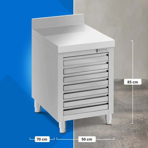 Szafka gastronomiczna na ciasto do pizzy z rantem 7 szuflad 50 x 70 cm Royal Catering