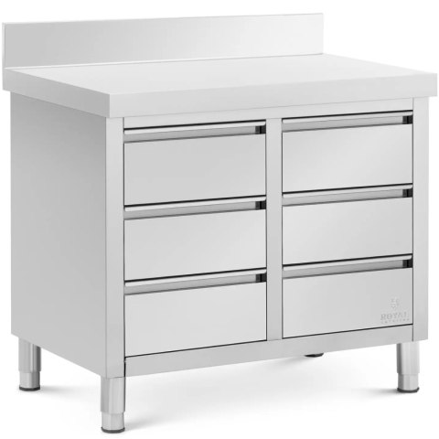 Szafka gastronomiczna przyścienna z rantem 6 szuflad STAL 100 x 60 cm Royal Catering