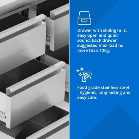 Szafka gastronomiczna przyścienna z rantem 6 szuflad STAL 100 x 60 cm Royal Catering