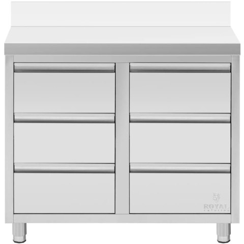 Szafka gastronomiczna przyścienna z rantem 6 szuflad STAL 100 x 60 cm Royal Catering