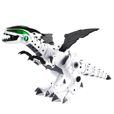 Robot Dinozaur Na Baterie Ruchome Skrzydła Światła Dźwięk Biały LEAN Toys