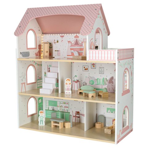 Domek dla lalek drewniany LULILO Peonio 70cm LED róż Kik Sp. z o. o. Sp. k.