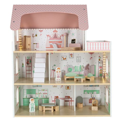 Domek dla lalek drewniany LULILO Peonio 70cm LED róż Kik Sp. z o. o. Sp. k.
