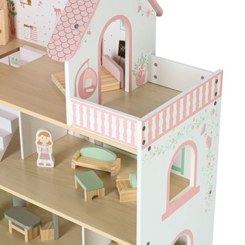Domek dla lalek drewniany LULILO Peonio 70cm LED róż Kik Sp. z o. o. Sp. k.