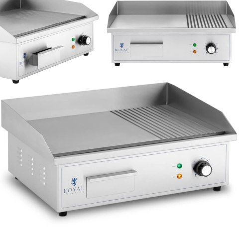 Grill elektryczny płyta grillowa gładka ryflowana 548 x 350 mm 3000 W Royal Catering