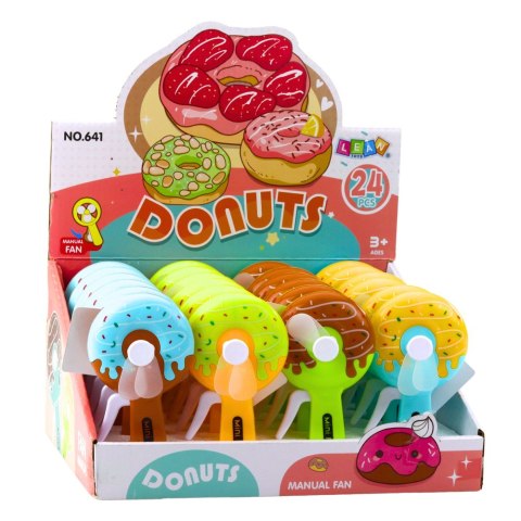 Wentylator Ręczny Mini Wiatraczek Pączek Donut Dla Dzieci 4 Wzory LEAN TOYS