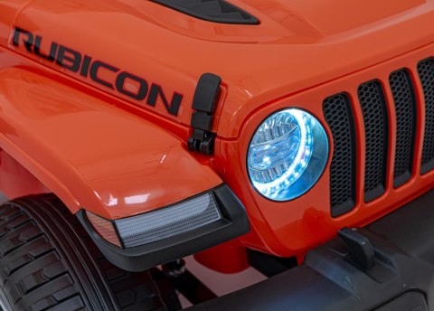 Jeep Wrangler Rubicon na akumulator dla dzieci Pomarańczowy + Pilot + Radio MP3 LED + Koła EVA