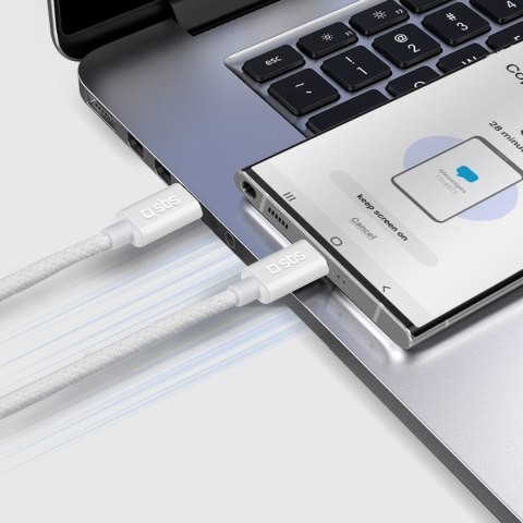 Kabel przewód w oplocie USB-C 60W 1.5m - szary SBS