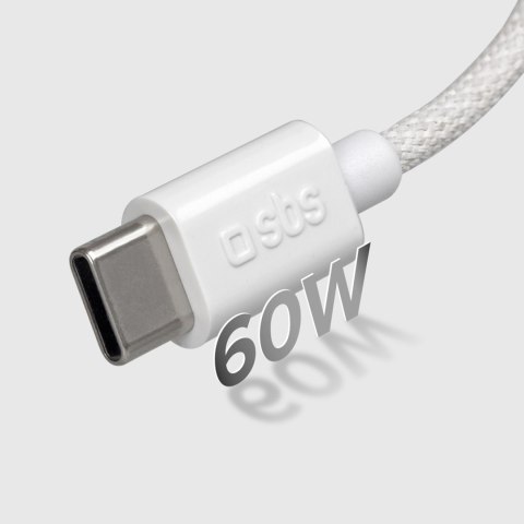 Kabel przewód w oplocie USB-C 60W 1.5m - szary SBS