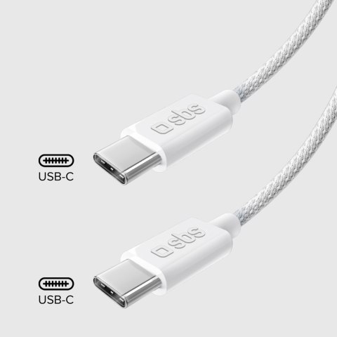 Kabel przewód w oplocie USB-C 60W 1.5m - szary SBS