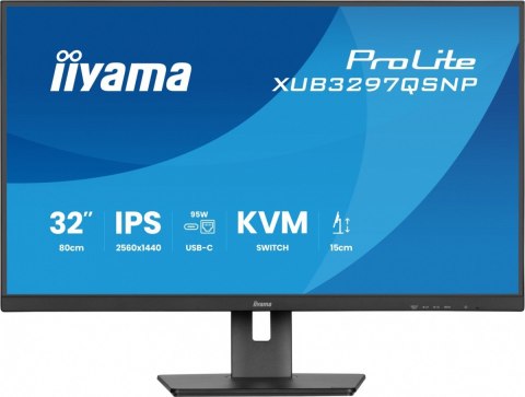 Monitor 32 cale XUB3297QSNP-B1 IPS,QHD,USB-C DOCK (95W), USB HUB 4x, KVM, RJ45 IIYAMA